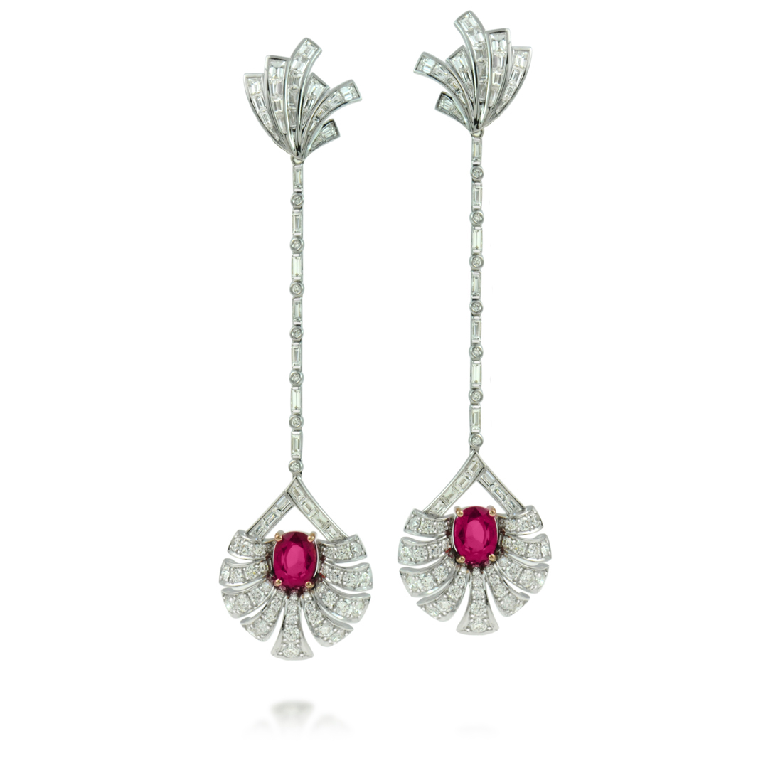 Ruby and Diamond Earrings (long)